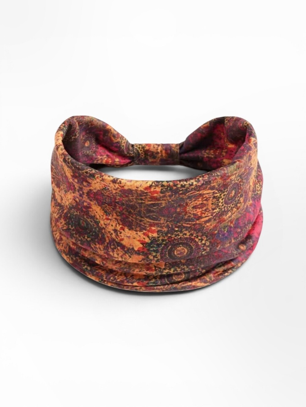Boho Paisley Wide Twisted Headband Vintage Orange Red Yoga Knot Hair Wrap